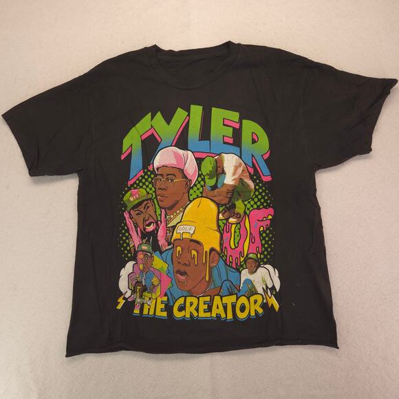 Tyler the Creator Rap Short Sleeve Crew Neck Graphic T Shirt Mens Size L Black - Picture 2 of 9